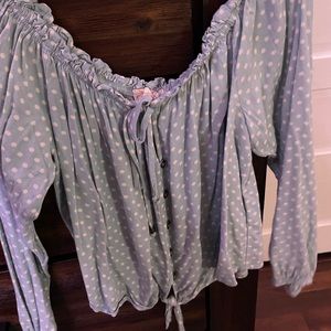 Off the shoulder poka dot top